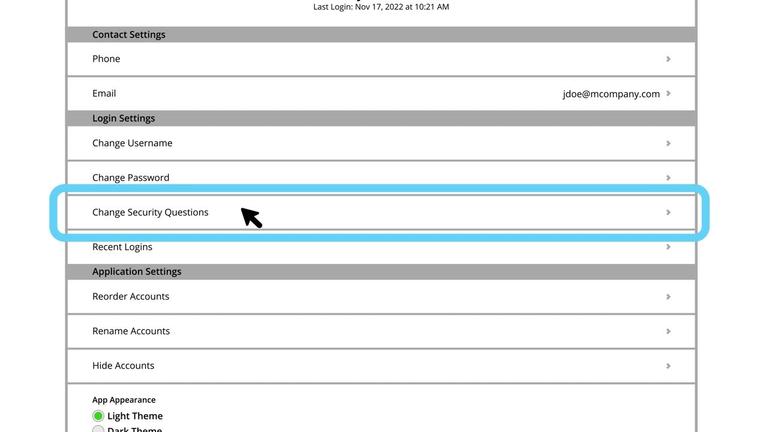 Change Security Questions