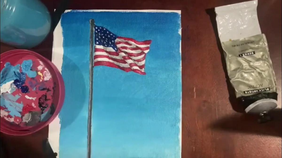 Acrylic painting of an American Flag