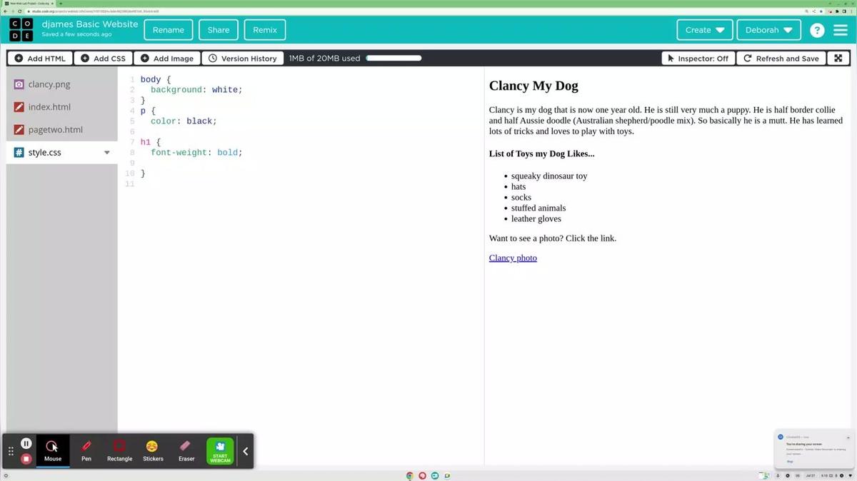 CSS change background and font