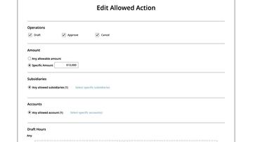 Allowed Actions - Subsidiaries