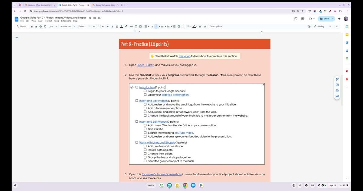 Google Slides Part 2 - Practice Overview