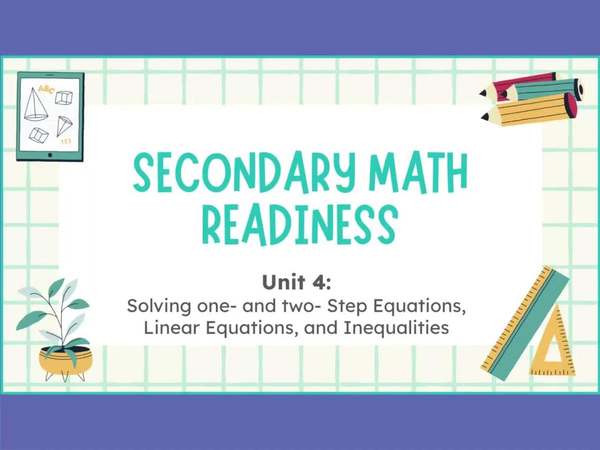 4.3 Solving One-Step Equations - Multiplication and Division - SMR-1