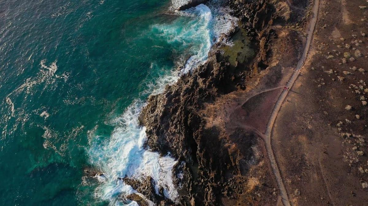top view of the coast of the atlantic ocean and the reserve on the island of teneni