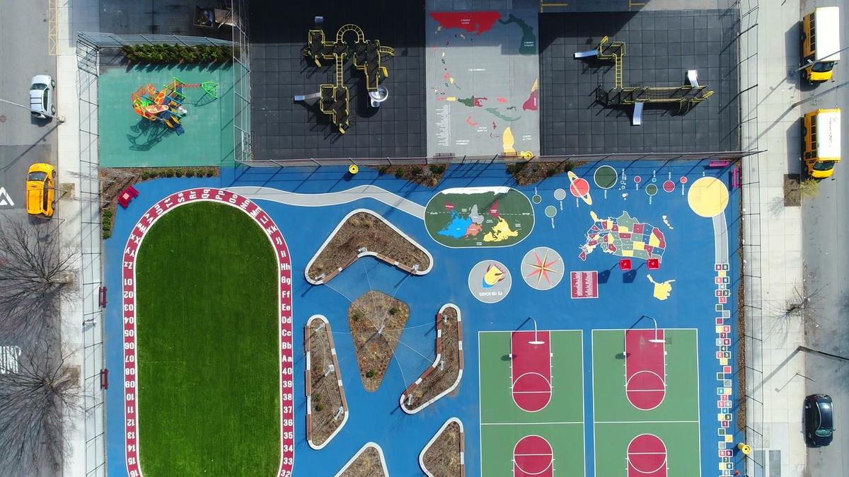 birds eye view of a school playground