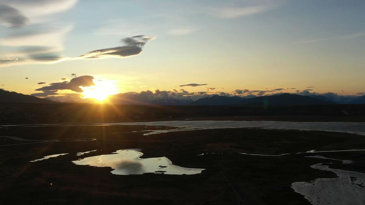 el calafate city in patagonia argentina at sunset in summer mountains and lake aeri