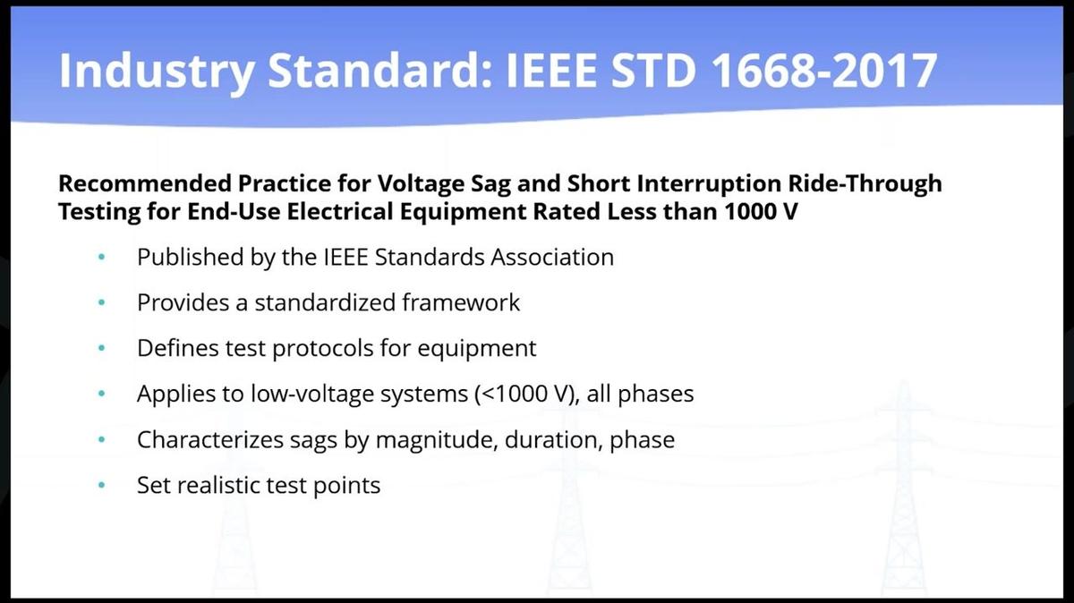 PMI Ask-a-Pro Voltage Sag Analysis: Standards, Testing, &amp; Compliance