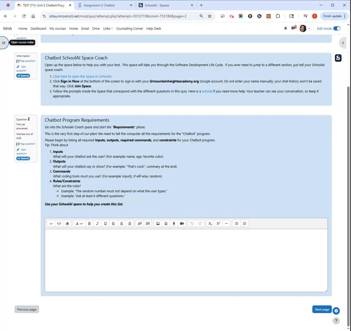 T1 Chatbot Program Requirements Explanation