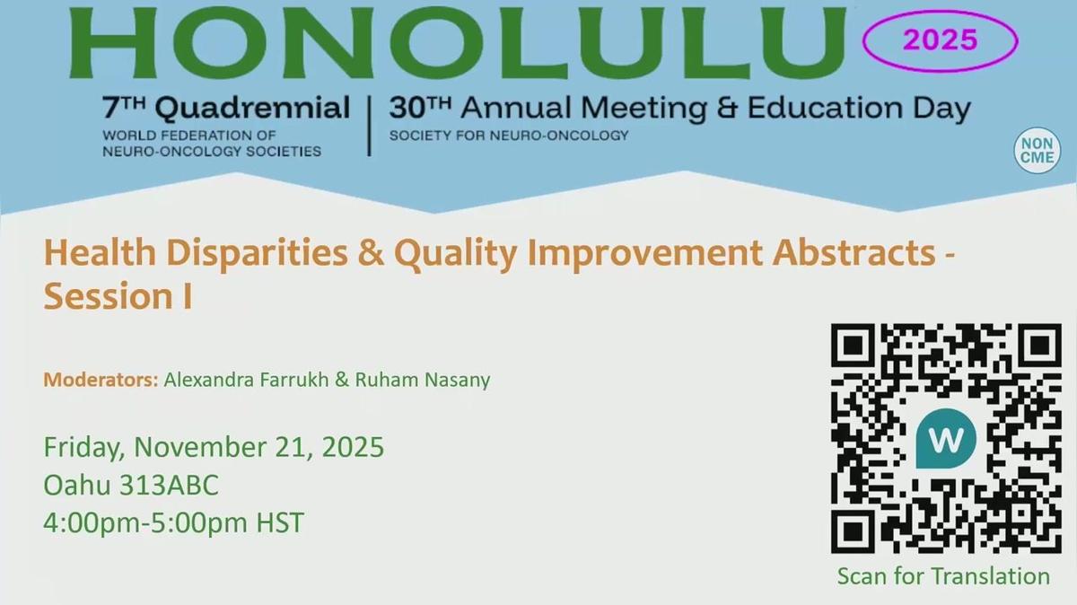 Health Disparities and Quality Improvement Abstracts - Session I - 16.00-17.00